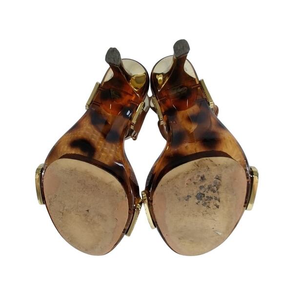 MICHAEL KORS! PECAN BROWN GENUINE LEATHER W/GOLD, TORTIE SOLE SANDALS! SZ 6.5M - Picture 7 of 8